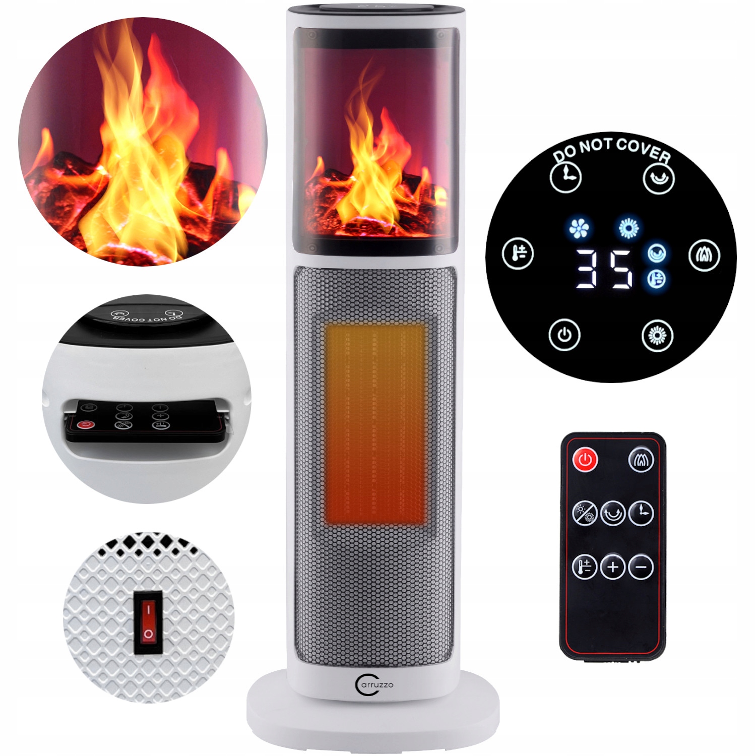Carruzzo 2000 W biely ventilátorový ohrievač